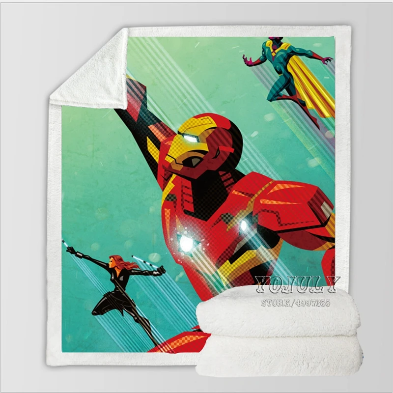 YOJULY, Железный человек, герой Marvel, для детей и взрослых, 3d принт, одеяло, диване, пододеяльник, теплое постельное белье, удобное офисное одеяло для короткого сна K36