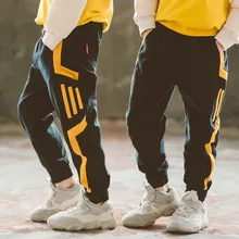 Штаны для мальчиков коллекция года, осенний спортивный комбинезон в Корейском стиле, Разноцветные детские штаны среднего и большого размера из хлопка