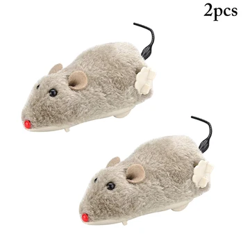 

2pc Creative Funny Clockwork Spring Power Plush Mouse Toy Cat Dog Playing Toy Mechanical Motion Rat Pet Interactive Toy