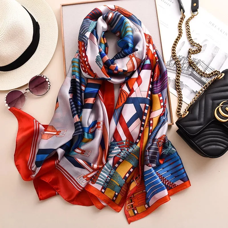 Роскошный брендовый летний осенний женский шарф с особенно печатным рисунком, женские модные шелковые шарфы, шали, пляжные накидки, хиджаб - Цвет: 52