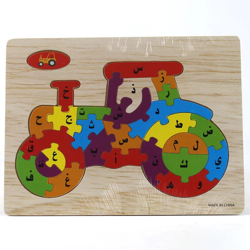 Детские 3D деревянные Арабские буквы Алфавит животных/дорожные головоломки Детский сад учатся Обучающие Игрушки для раннего развития для детей