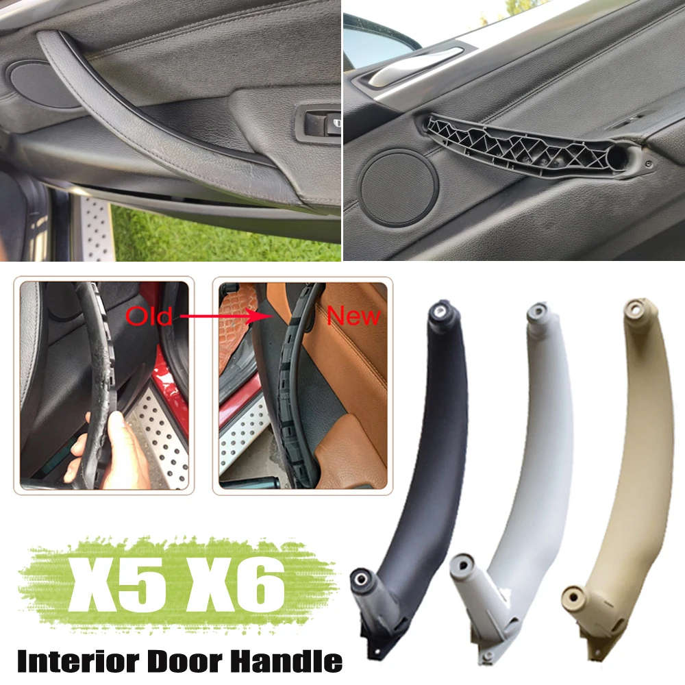 Color : Black Yuanyuan Gray Beige Black Car Left Right Interior Door Armrest Handle Inner Panel Pull Trim Cover Fit For BMW E70 E71 X5 X6 