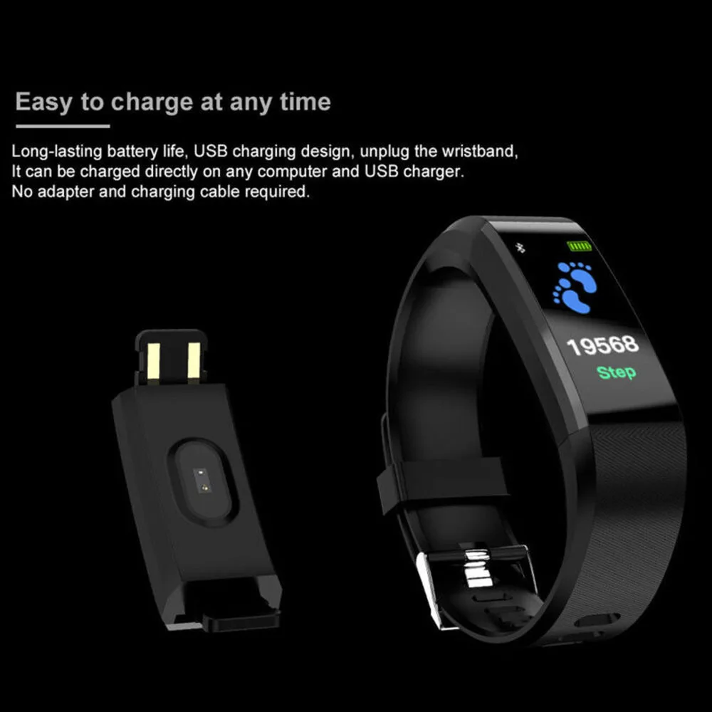 Bluetooth Смарт-браслет, браслет, спортивные часы, пульсометр, кровяное давление, фитнес-монитор, водонепроницаемый