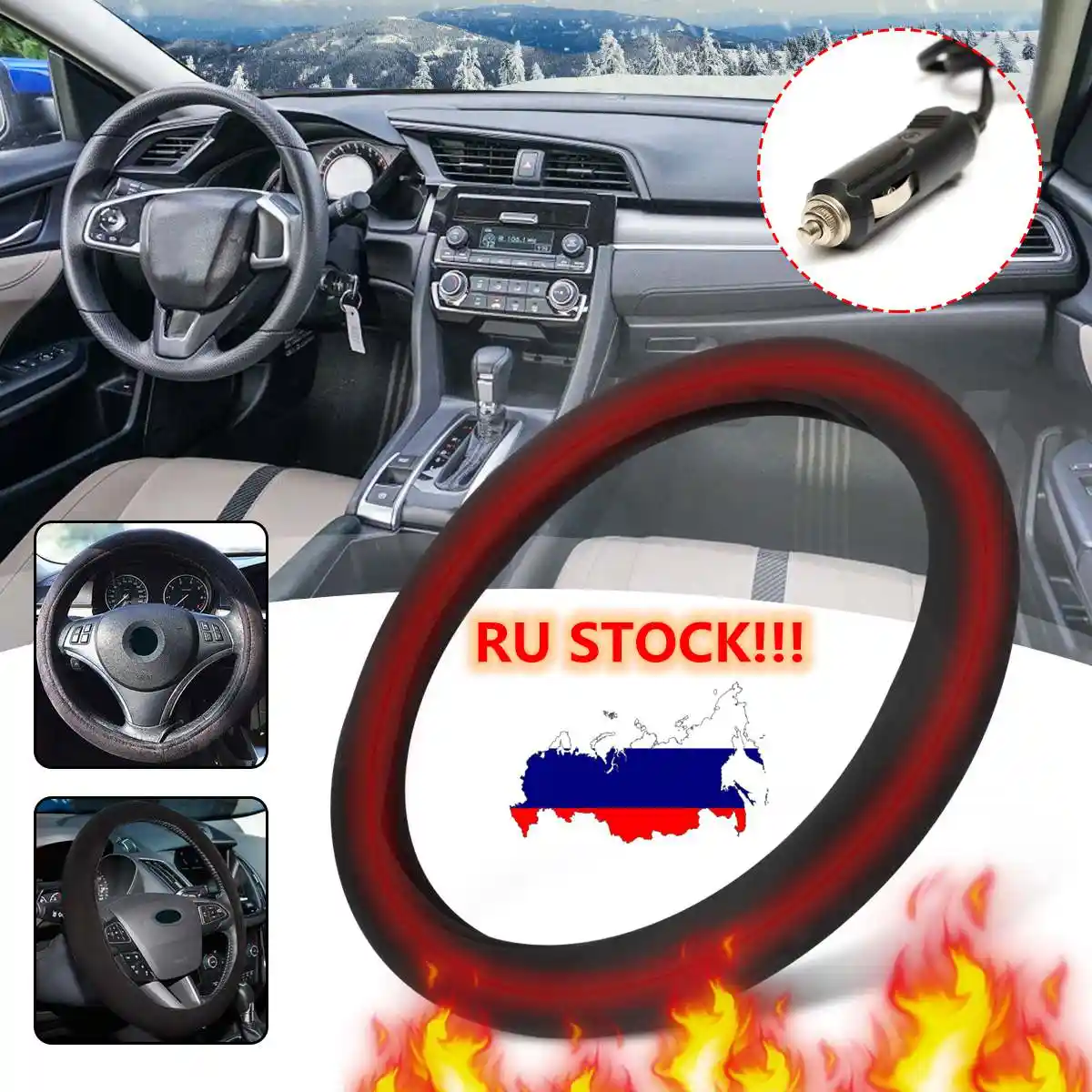 EisEyen Universal Auto Lenkradh/ülle Lenkrad Abdeckung 12 V Lenkradheizung Lenkradbezug im Winter Anschluss am Zigarettenanz/ünder Schwarz