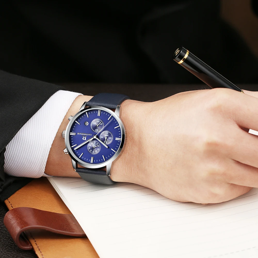 top luxury brand mens wrist watches hot fashion analog quartz watch for men waterproof chronograph sports wristwatches man clock male real leather strap Relogio Masculino (24)