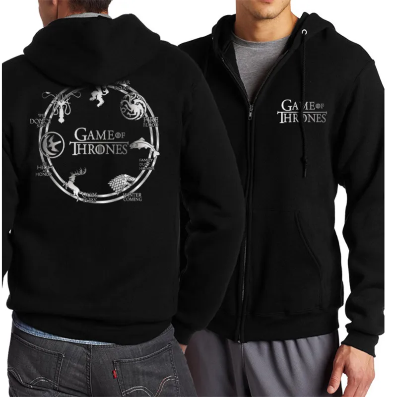 

Game of Thrones Zipper Dragon Wolf Cool Printing Zipper Hoodies Hoodie Man Fleece Warm Spring Autumn Tracksuit Casual Sportswear