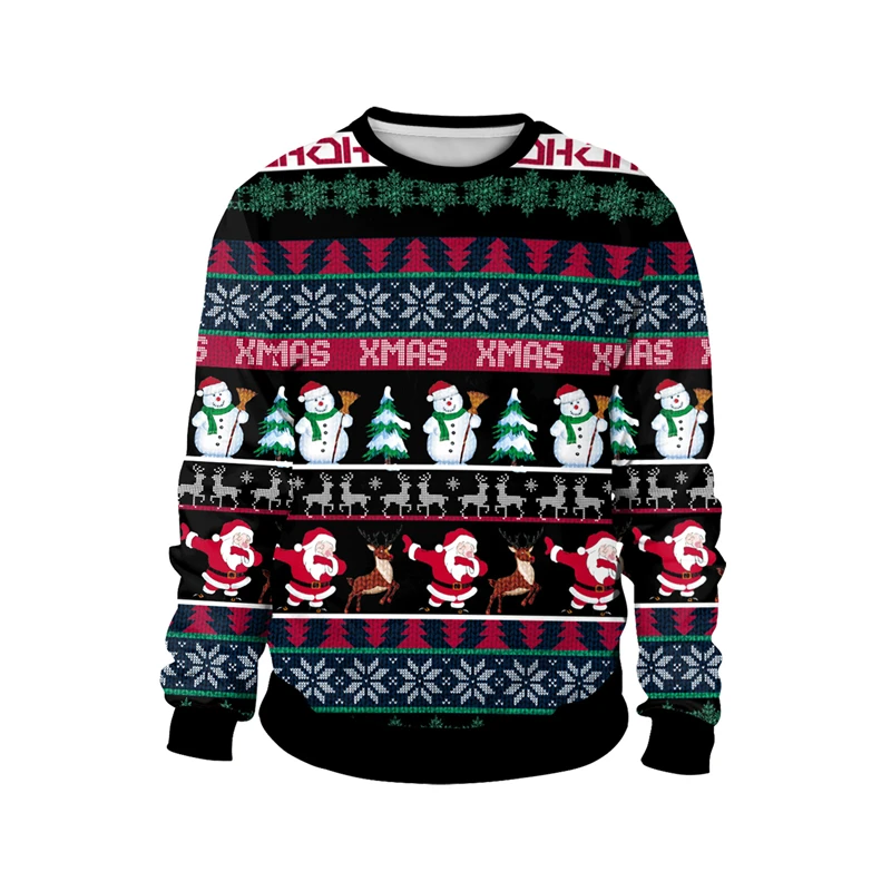 

Cute Digital Print Santa Claus Christmas Sweatshirts for Women Kawaii Ladies Printed Snowman PulloverCrewneck Xmas Sweatshirt