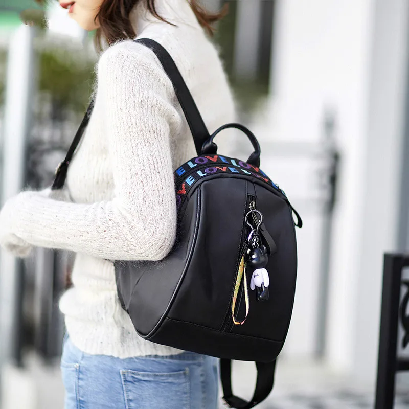 

2020 Oxford cloth backpack female all-match color strip travel bag backpack girl women's backpack