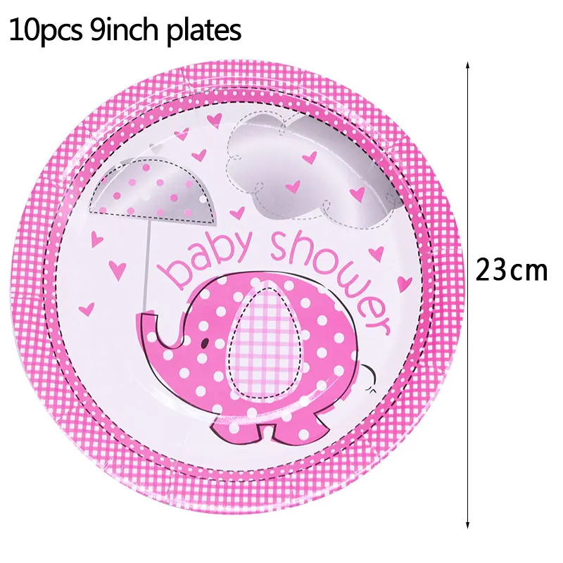 p01-10pc 9inch plate Вечерние одноразовые столовые приборы в виде слона для вечеринки, соломенные чашки, баннеры для мальчиков и девочек, Вечерние Декорации - Цвет: p01-10pc 9inch plate