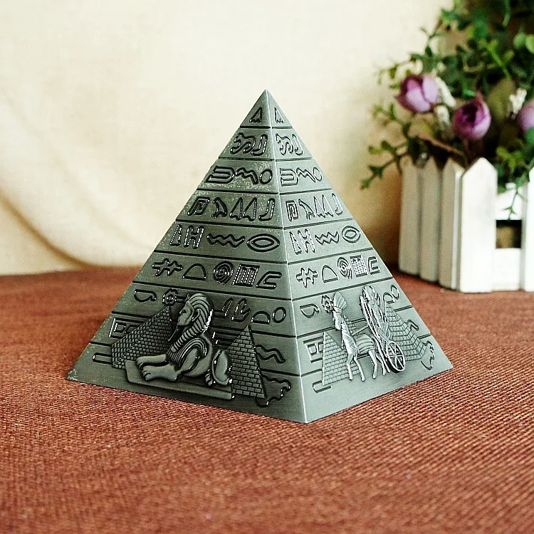 Egyptian Metal Pharaoh Khufu Pyramids Figurine Pyramid Building Statue Miniatures Home Office Desktop Decor Gift Souvenir|souvenir gift|souvenir