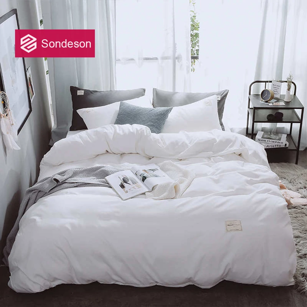 

Sondeson Brief White Bedding Set Soft Printed Duvet Cover Set Flat Sheet Single Double Queen King Bed Linen Set Free Shipping