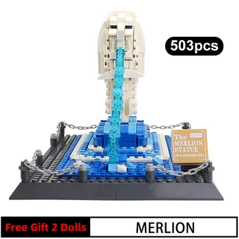 

503pcs 4218 World's Famous Architecture Merlion Singapore 3D Model City Building Blocks DIY Assembly Bricks Toys for Children