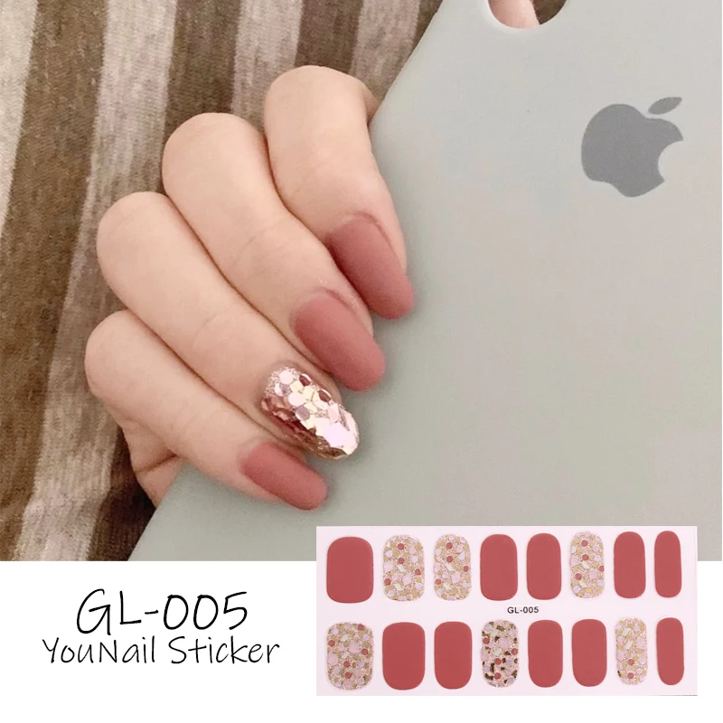 

Lamemoria 16Tips GL Stickers Full Cover Wraps Decorations DIY Manicure Slider Nail Vinyls Nails Manicure Self-adhesive Decals