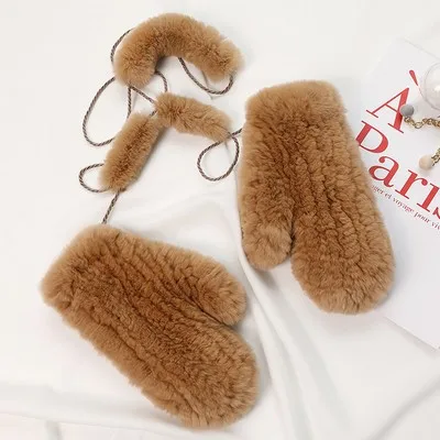 Г. Glaforny новые модные корейские женские варежки из меха кролика рекс кожаные перчатки для девочек, сохраняющие тепло зимой - Цвет: shallow camel