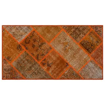 

Handmade Orange Vintage Overdyed Patchwork Area Rug 080x150 Cm-2'7''X4'11''