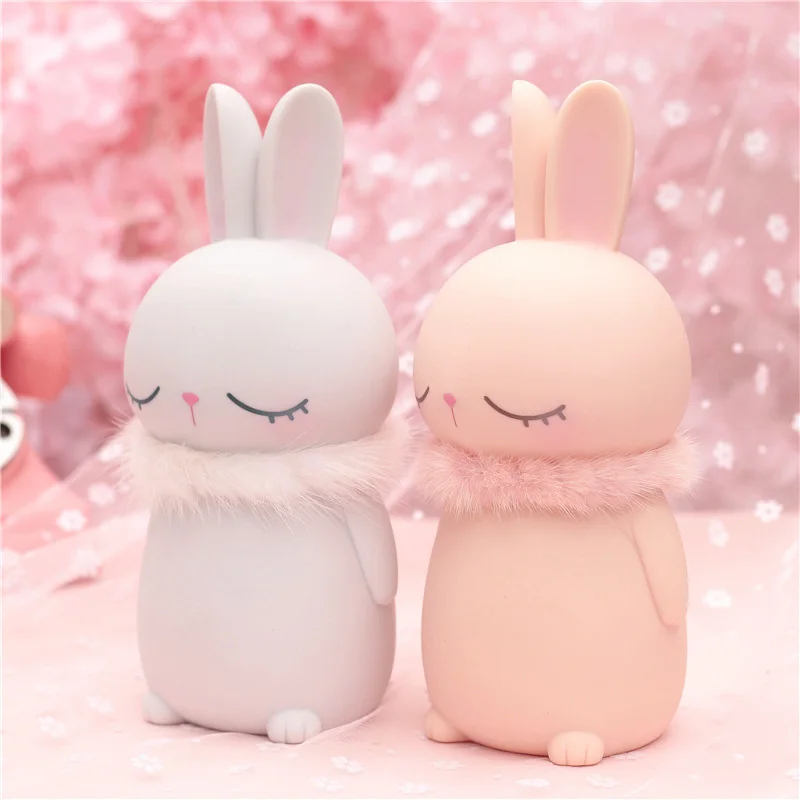 

Nordic Furry Rabbit sculpture Miniature Model Figurines Long Ears Animal Crafts Wedding Ornament Home Decoration Accessories