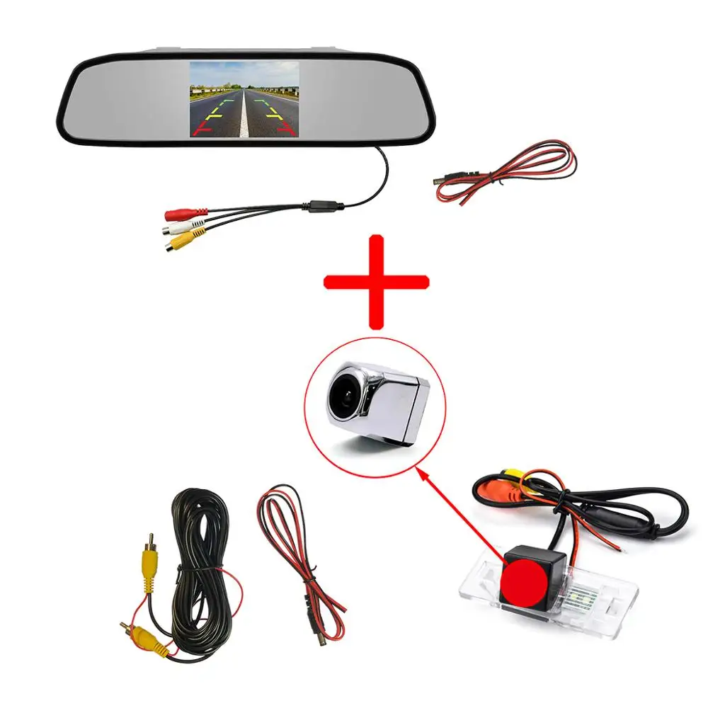 Car 4.3 inch TFT in-Mirror Monitor and LED Adjustable Angle Rear View Camera for Audi A1 A4 A4L S4 RS4 A5 S5 RS5 Q5 A6 A6L S6 A7 - Название цвета: Metal Camera Mirror