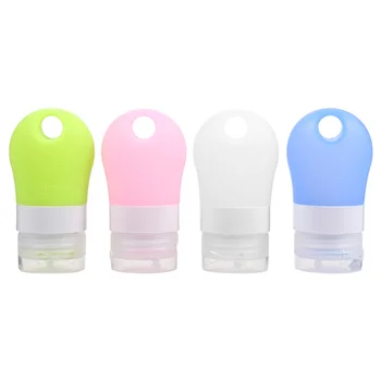 

4 pcs Hand Sanitizer Bottles Silicone Reusable Flip Cap Container Lotion Bottle for Home