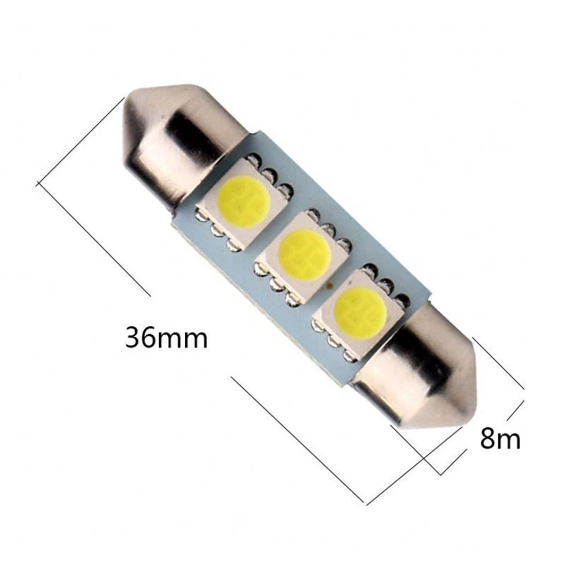 20 шт. яркие белые светодиодные лампы для автомобиля C5W 5050 3 Smd 3Smd 31 мм 36 мм 39 мм DC 12 В гирлянда внутренний купол свободный светильник лампа указателя поворота
