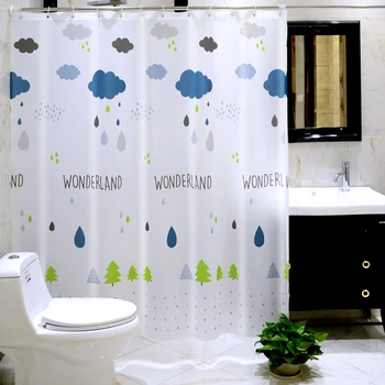 

Raining Cloud Pattern Shower Curtain Thicken Waterproof Bathroom Bath Curtain Hanging PEVA Toilet Partition Screen Cortina Ducha
