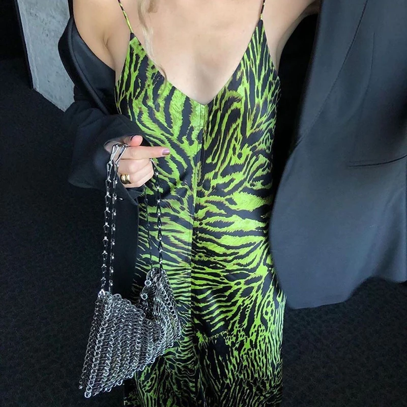 TWOTWINSTYLE платья с леопардовым принтом женские платья с v-образным вырезом на тонких бретельках с высокой талией тонкое Макси платье для женщин Мода одежда