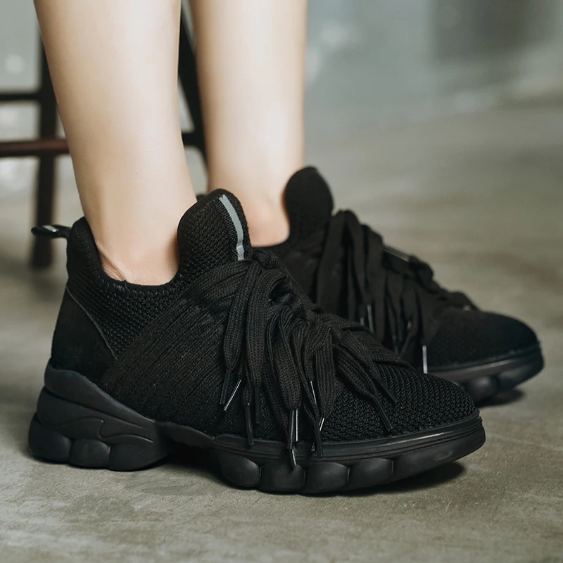 Buono Scarpe/радужные вязаные повседневные кроссовки со шнуровкой; женские кроссовки на толстой подошве для папы; разноцветная кожаная спортивная обувь;