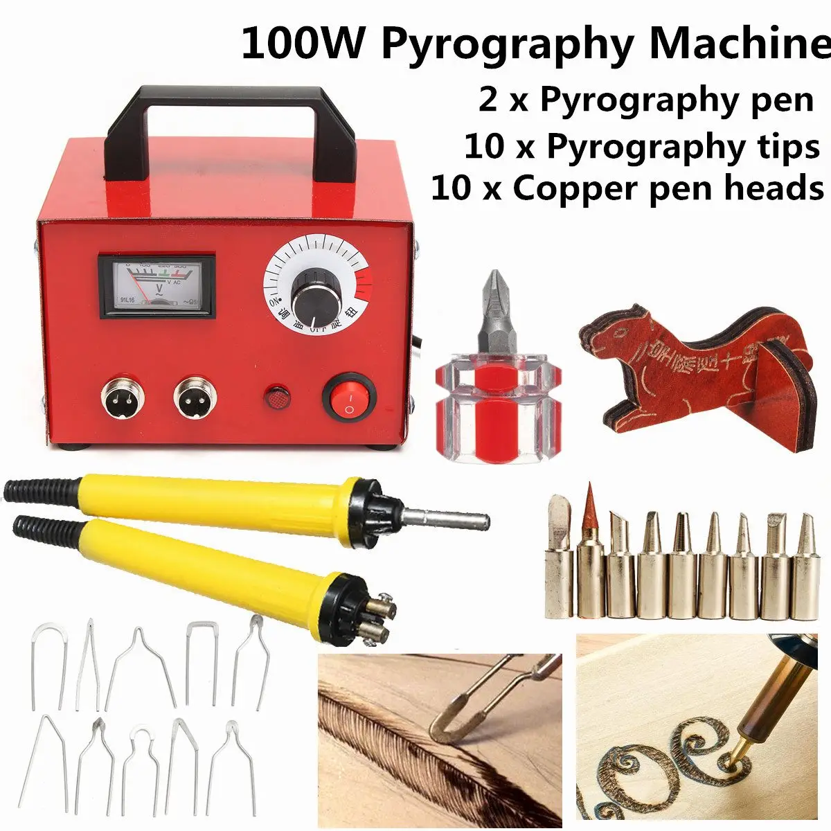 

100W Digital Multifunction Pyrography Machine Gourd Wood with Pyrography Pen Wood Burning Pen Craft Tool Kit Sets AC 220V/110V