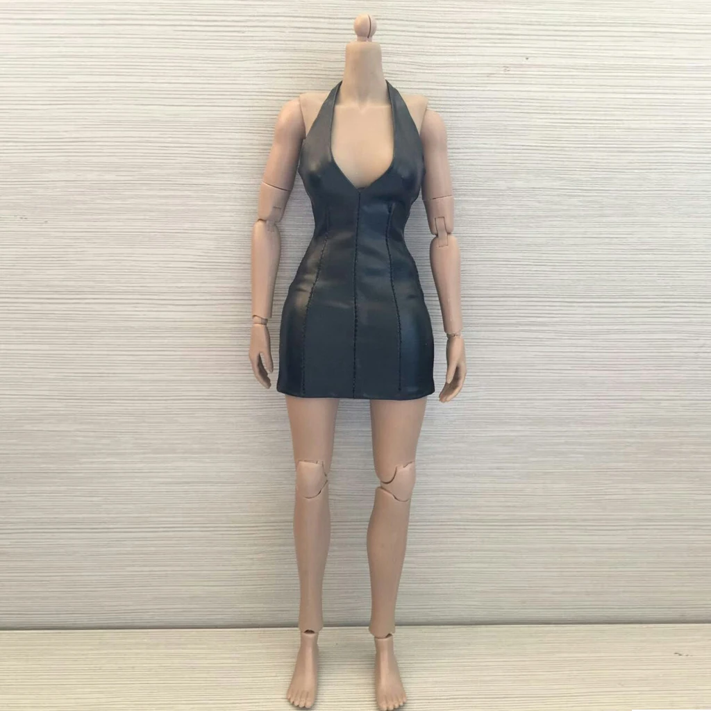 1/6 Scale Black Dress Package Hip V-neck for 12