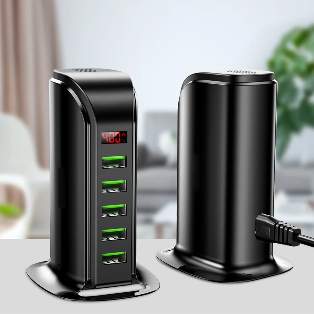 ILEPO 5 портов USB зарядное устройство концентратор светодиодный дисплей мульти док