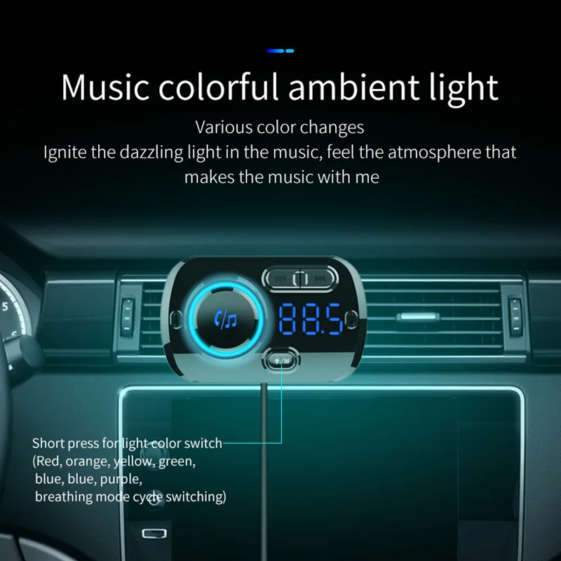 Qc3.0 автомобильный Bluetooth fm-передатчик, беспроводной автомобильный fm-модулятор, Автомобильный MP3-плеер, автомобильный комплект, громкая связь, Bluetooth, автомобильное зарядное устройство