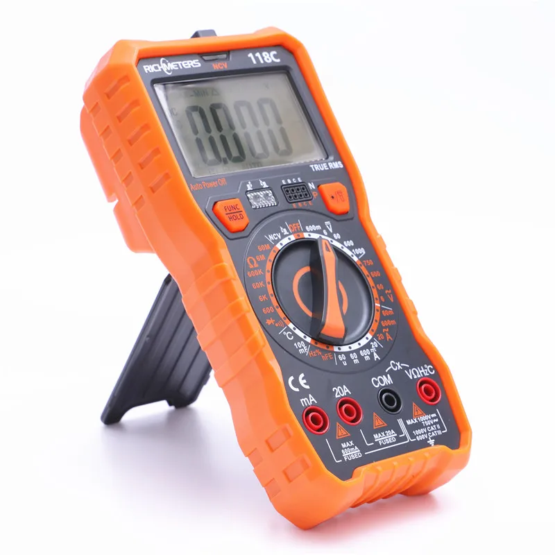 RICHMETERS 118C Digital Multimeter 6000 Counts 20A NCV HFE True-RMS 100mF capacitance Magnet AC/DC Voltage Current Temperature