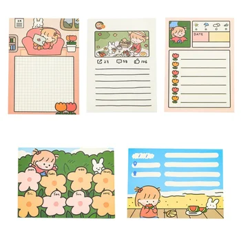 

50 Sheets Lovely Small Flower Memo Pad Kawaii Animals Sticky Notes Portable Notepad School Office Supply