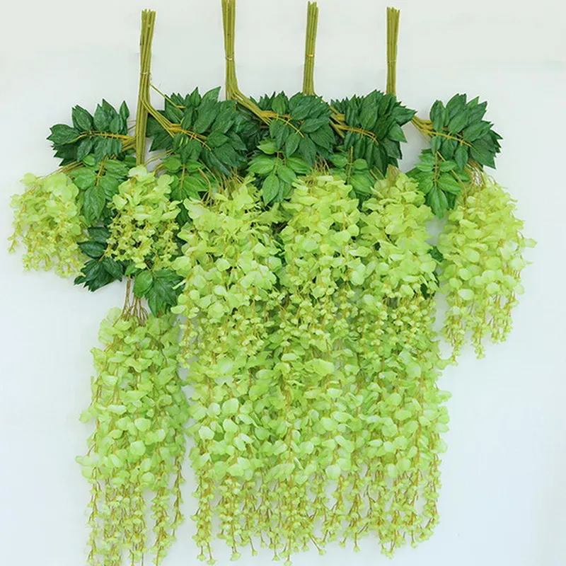 

1 SET 12pcs 110 Cm Artificial Silk Wisteria Fake Garden Hanging Flower Plant Vine Home Wedding Party Event Decor