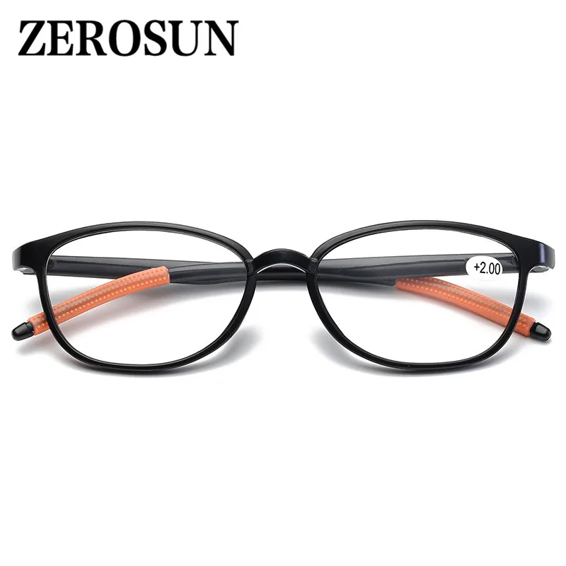 Zerosun TR90 очки для чтения, для мужчин и женщин, 2 шт./партия, для чтения диоптрий, дальнозоркости, очки, чехол