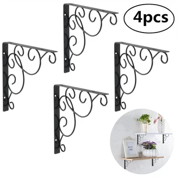 

Newest 4PCS Iron Wall Book Mounted Shelf Storage Rack Hanging Holder Organizer Rack Metal Flower Pot Tripod