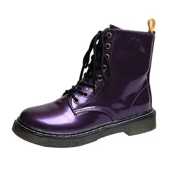 

Mudibear Women's Shoes Snow Boots Comfortable Martin Boot Lace-up Footwears Round Toe Ankle Solid Color PU Shoes