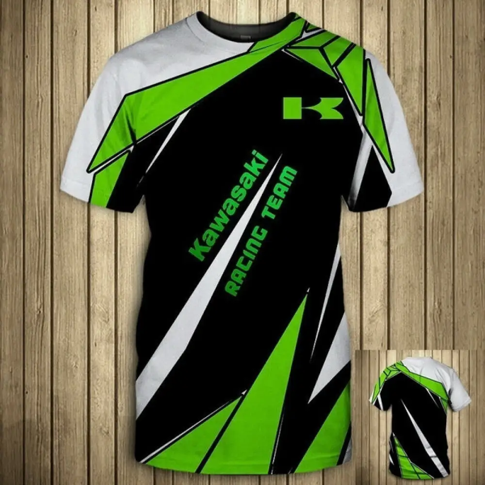 Kawasaki T-Shirt Pria Sepeda Motor 