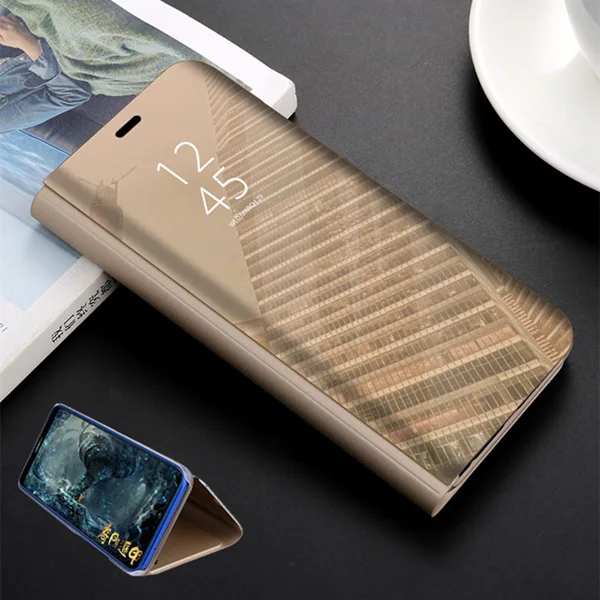 Умный зеркальный флип-чехол для Xiaomi Redmi Примечание 8 7 5 6 4 4X 5A 3 Pro/Redmi K20 6 7 5 Pro S2 5 Plus 7A 8A GO чехол для телефона чехол - Цвет: Gold