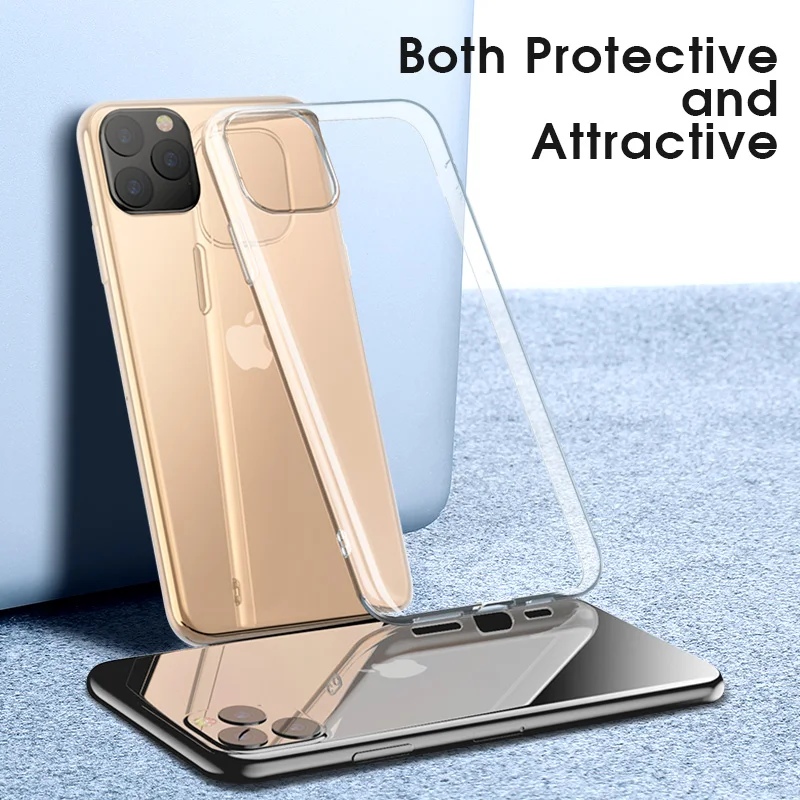 

For Apple iPhone11 Pro Max Phone Case Ultrathin Soft Silicone Non-Slip Clear TPU Transparent For iPhone 11 pro 11 Back Cover