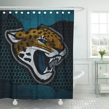 

Decor Shower Curtain Set with Hooks Jacksonville City Jaguars Football Grunge Metal Texture South Division 66 X 72 Inches