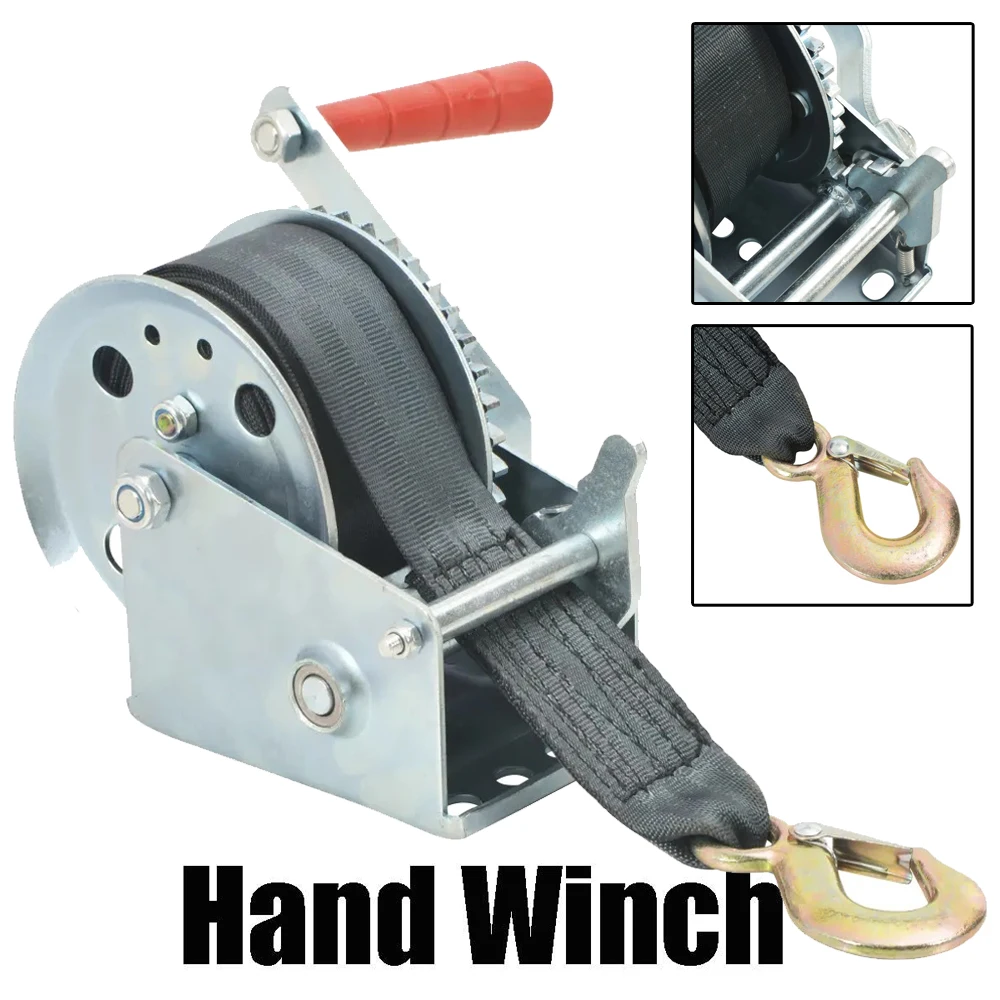 1200LBS/540KGS 8M Strap Hand Winch 2 Way For Boat Trailer and 4WD Manual Winch bing Lifting