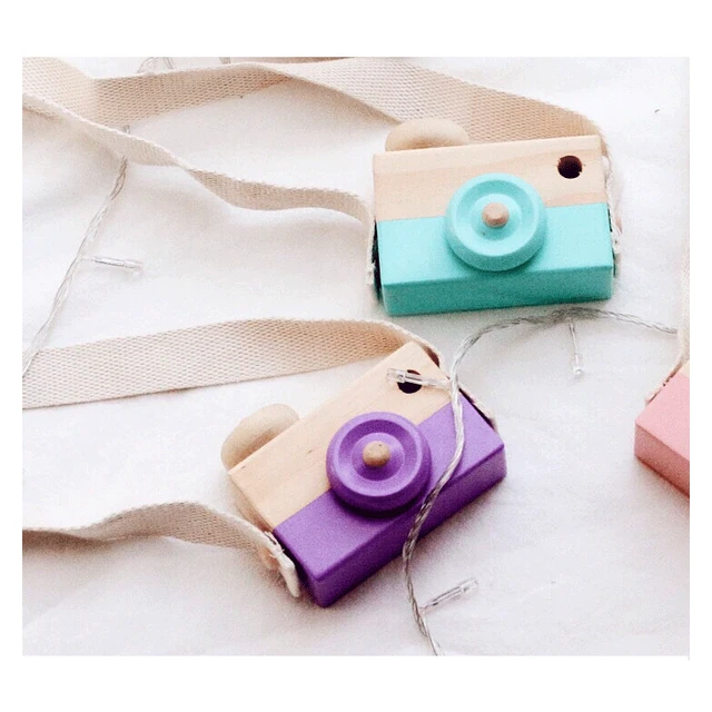Cute Wooden Toy Camera Camera Photography Prop Decoration Baby Kids Hanging  Children Educational Toy Birthday Christmas Gifts 4