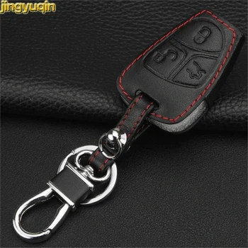 

Jingyuqin 3 Buttons Leather Car Key Case Cover for Benz Mercedes B C E ML S CLK CL Key Leather Cover Keyless Protector FOB