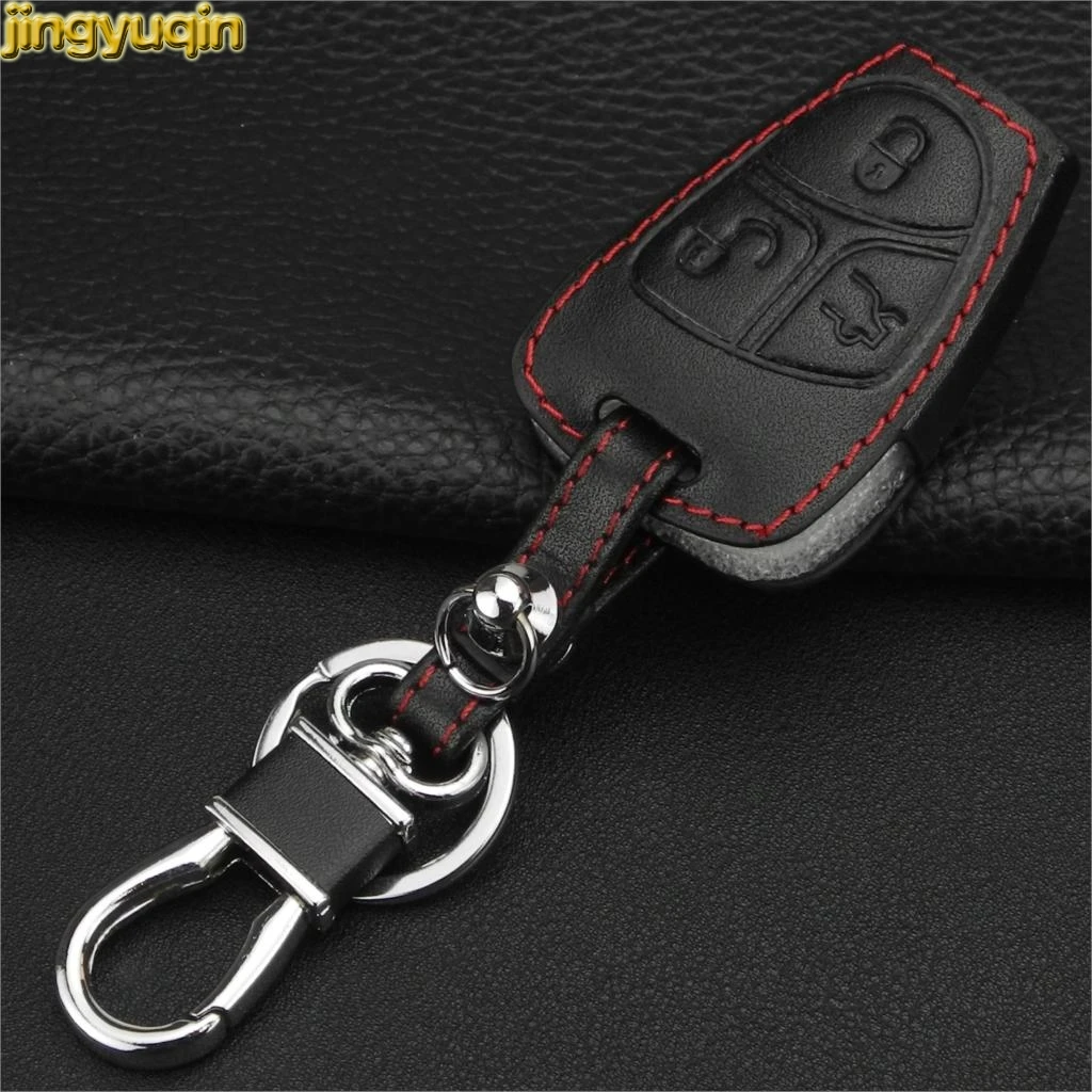 Jingyuqin 3 кнопки кожаный чехол для ключа автомобиля Mercedes Benz B C E ML S CLK CL ключ без