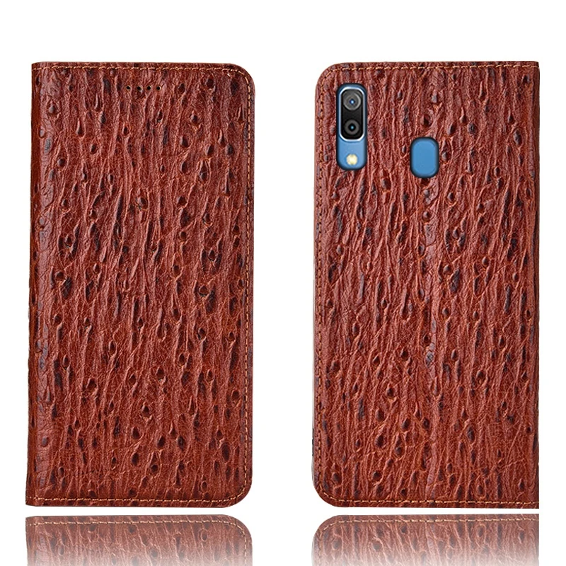 

Ostrich Pattern Genuine Leather Ultra Thin Card Slot Case For Samsung Galaxy A30/Galaxy A20/Galaxy A10 Magnetic Case Coque Funda
