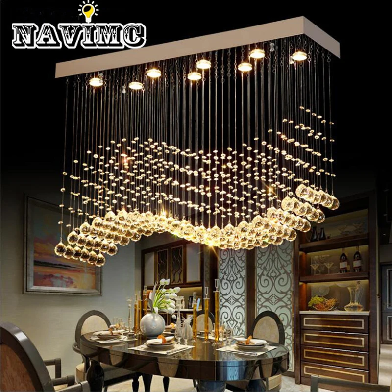 Rectangle Crystal Lamp Dining Room Chandelier Individuality Brief Light Modern Bar Counter for Home Restaurant Lighting chandelier for living room