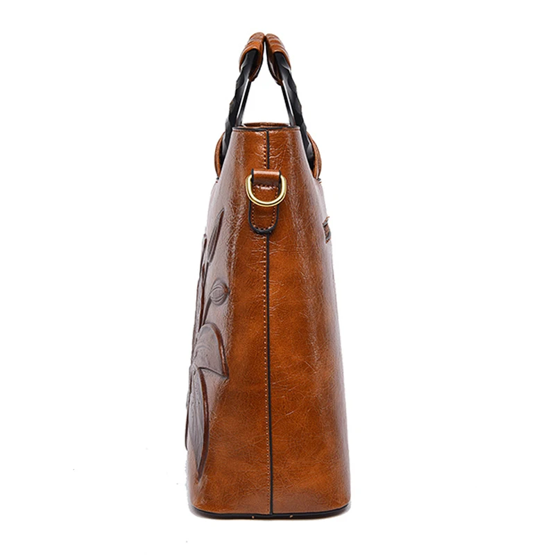 Винтажная сумка-мешок с тиснением и принтом, кожаная женская сумка, дизайнерские сумки, женские сумки с цветочным принтом лилии, высокое качество, сумка через плечо, сумка-тоут