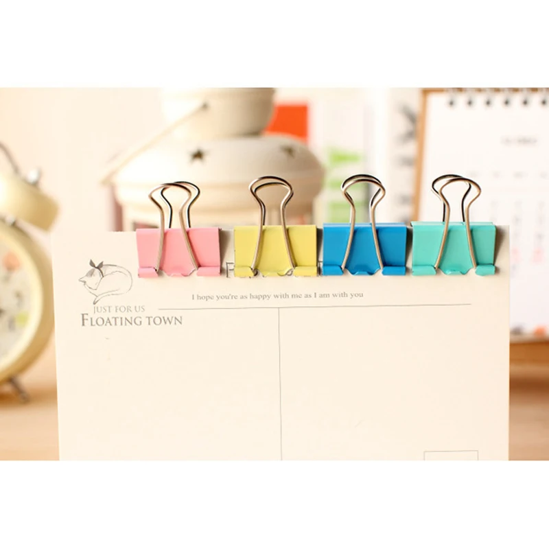 

20 pcs/lot Colorful Metal Paper Binder Clips Of High Quality 32mm Office Supplies Office Stationery Binding Supplies