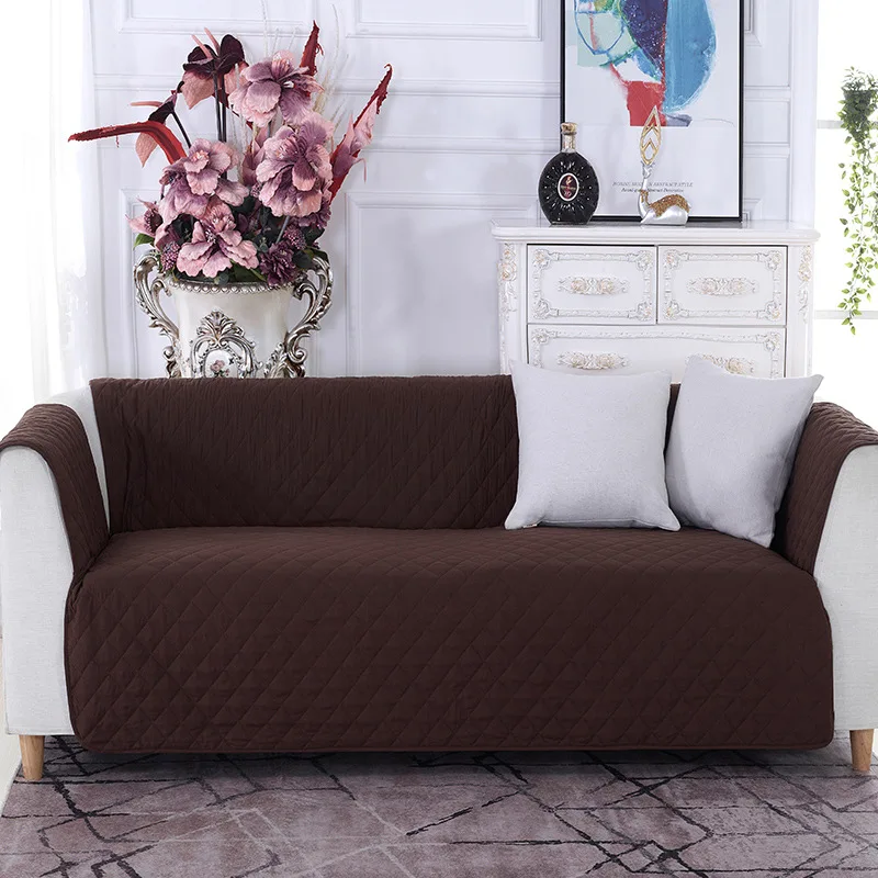 Sofa Backrest Armrest Towel Combination Kit Sectional Sofa Covers For Living Room Pet Furniture Kids Couch L Shaped Sofa Cover - Цвет: Dark Brown