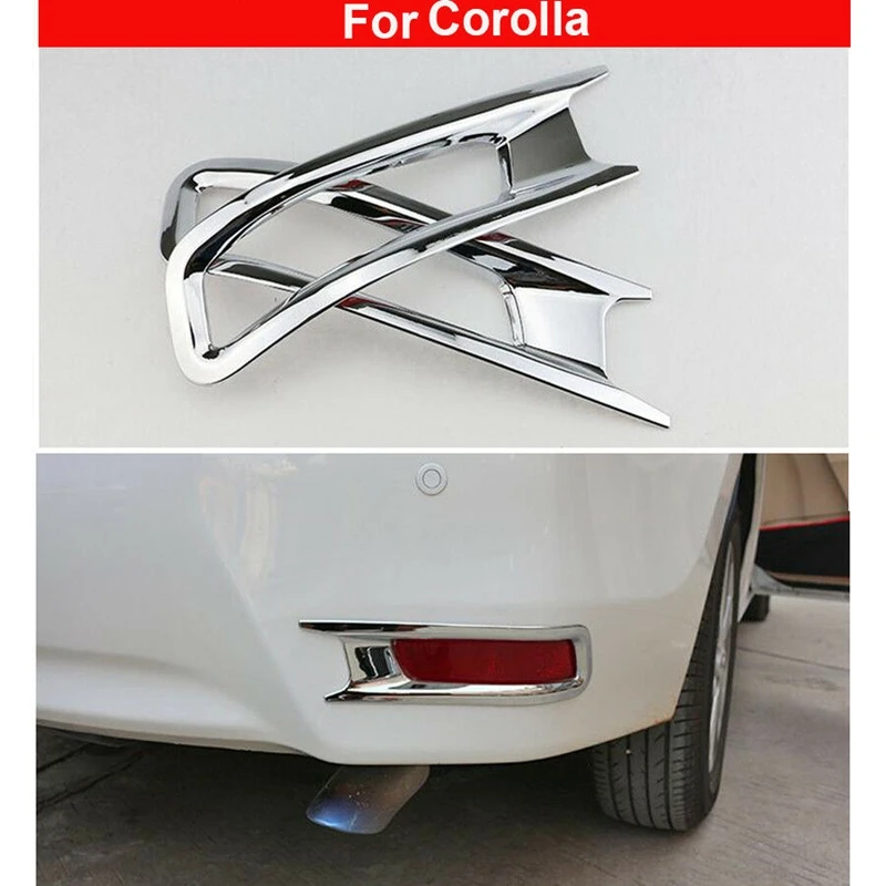 

Chrome Rear Bumper Fog Lamp Light Cover Trim Frame Decor Fit for Toyota Corolla Altis 2014-2018